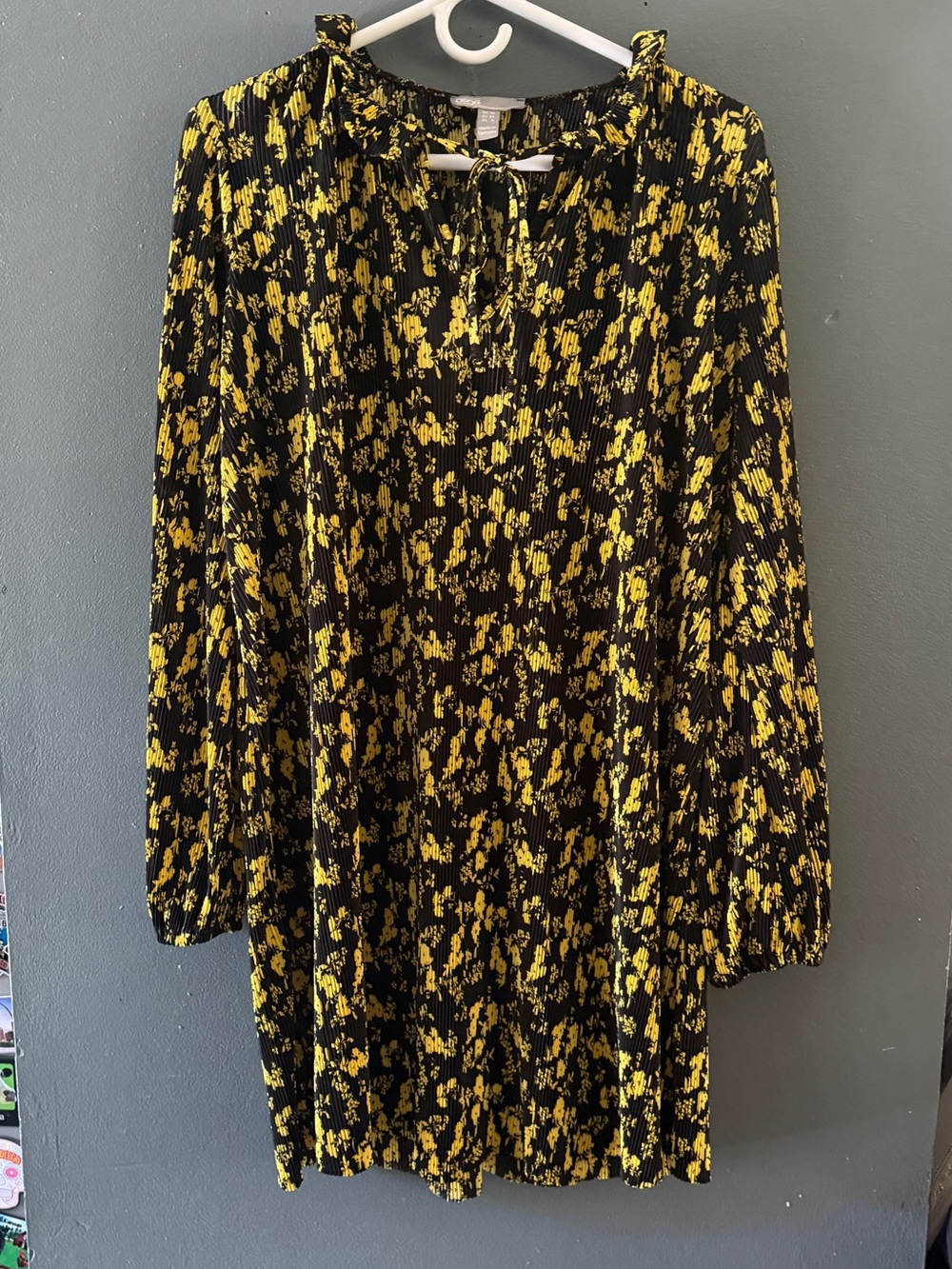 ASOS Black and Gold Floral Pleated dress